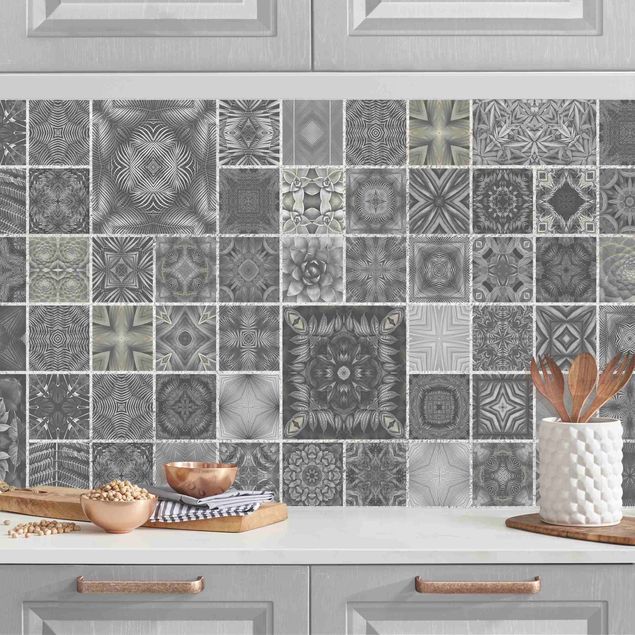 Kitchen Grey Jungle Tiles With Silver Shimmer II
