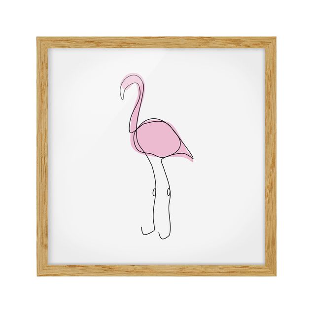 Animal framed pictures Flamingo Line Art