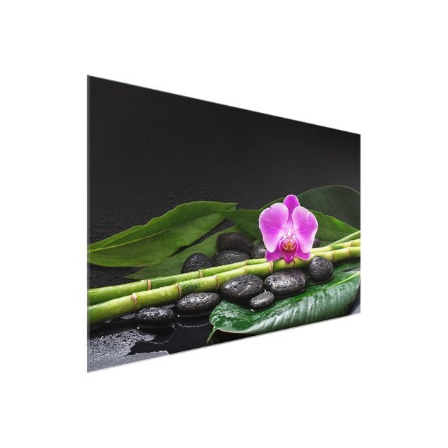 Orchid wall art Green Bamboo With Orchid Flower