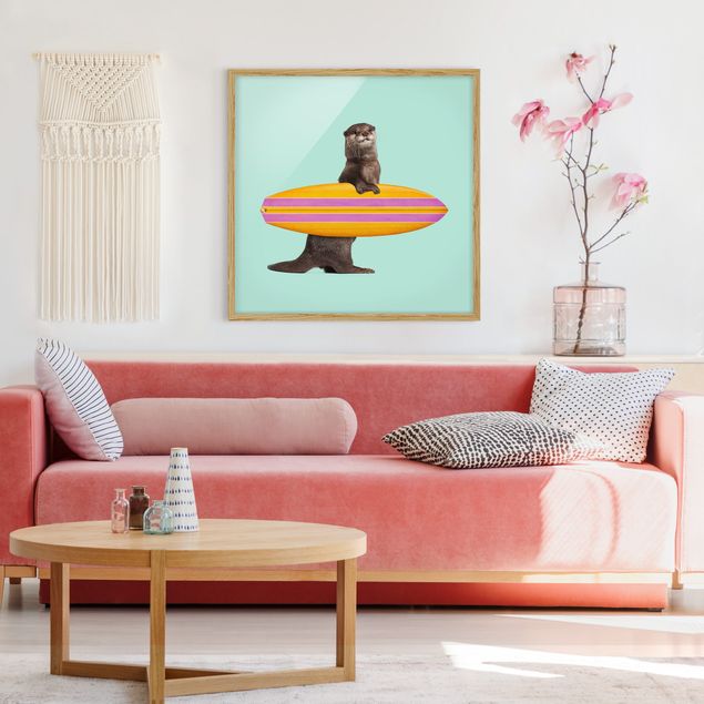 Art prints Otter With Surfboard