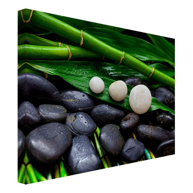Canvas stone Green Bamboo With Zen Stones