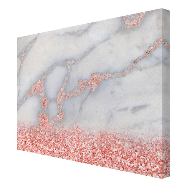 Grey canvas art Marble Look With Pink Confetti