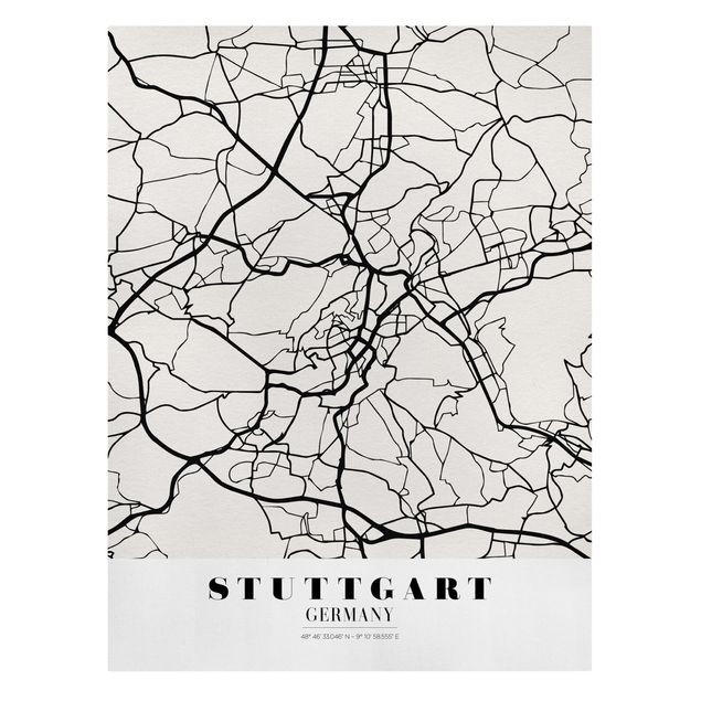 Prints black and white Stuttgart City Map - Classic