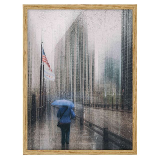 Framed vintage prints Rainy Chicago