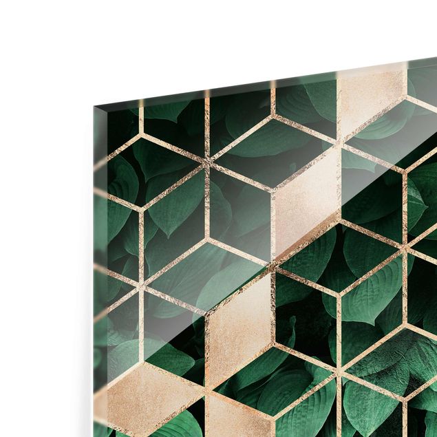 Elisabeth Fredriksson art Green Leaves Golden Geometry