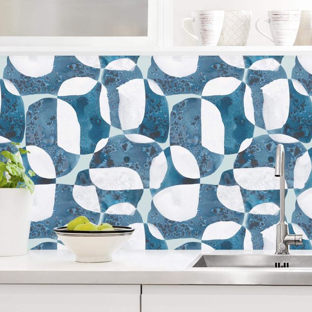 Kitchen Living Stones Pattern In Blue  II