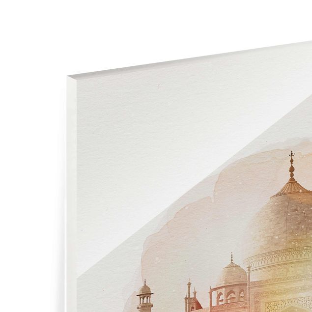 Glas Magnettafel WaterColours - Taj Mahal