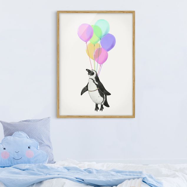 Kitchen Illustration Penguin Pastel Balloons