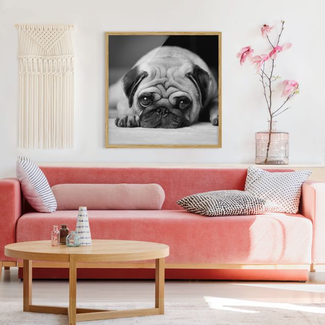 Modern art prints Pug Loves You II