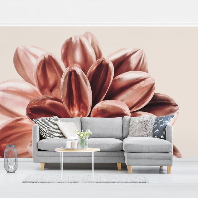 Wallpapers modern Dahlia In Copper Gold