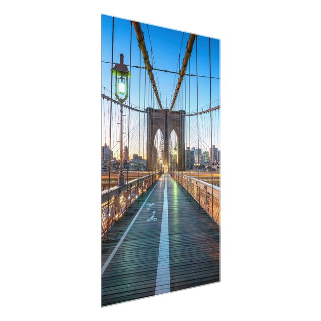 Glass prints architecture and skylines Dawn On The Brooklyn Bridge