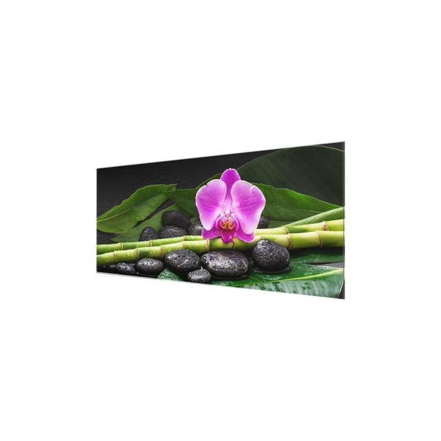 Art prints Green Bamboo With Orchid Flower