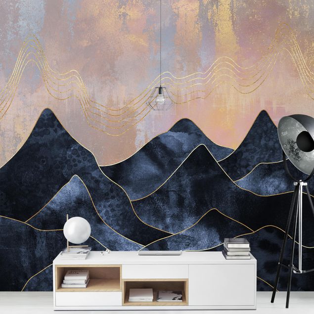 Modern wallpaper designs Golden Dawn Over Mountains