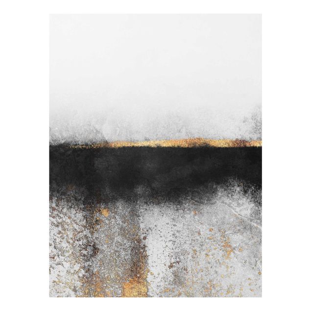 Abstract art prints Abstract Golden Horizon Black And White