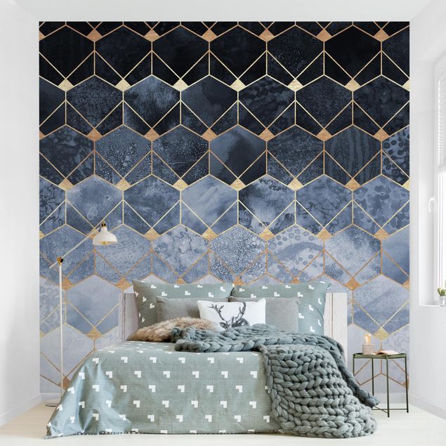 Wallpapers modern Blue Geometry Golden Art Deco