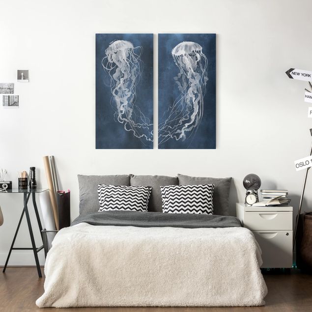 Modern art prints Jellyfish Dance Set I