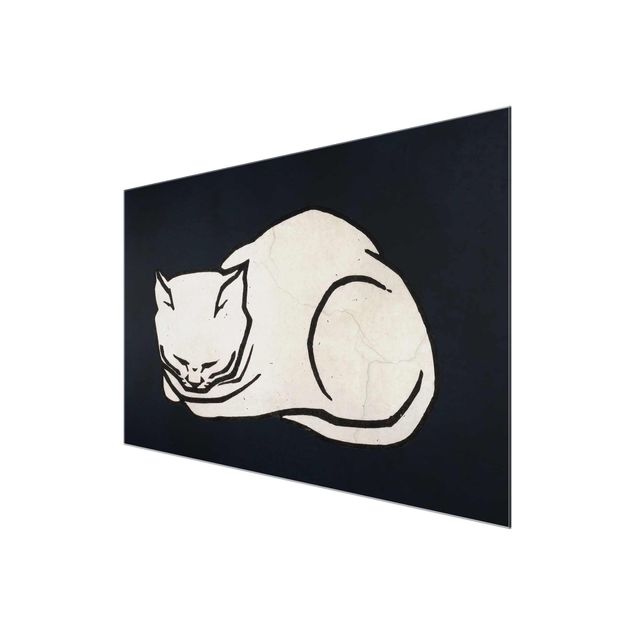 Black and white wall art Sleeping Cat Illustration
