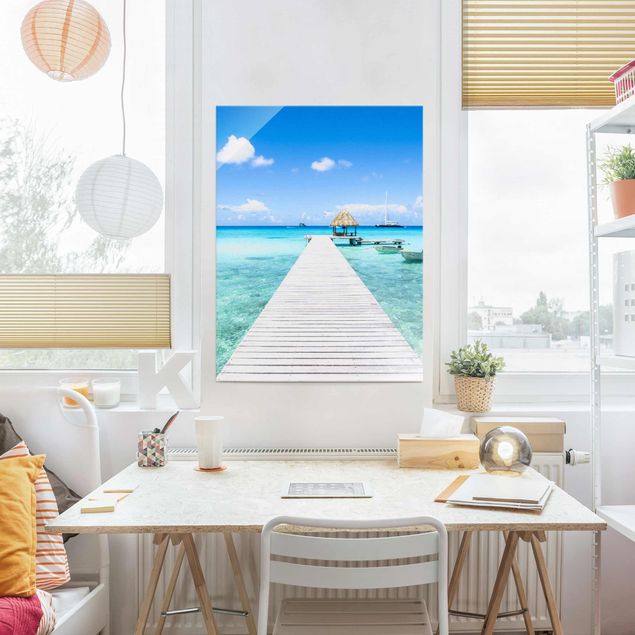 Glass prints the caribbean Tropical Vacation
