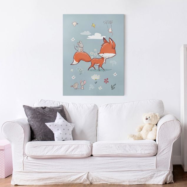 Landscape canvas prints Fox And Mouse On The Move