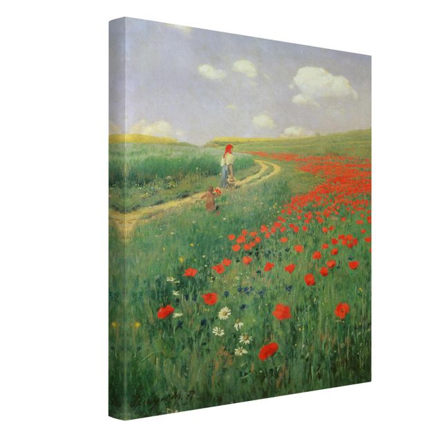 Prints poppy Pál Szinyei-Merse - Summer Landscape With A Blossoming Poppy