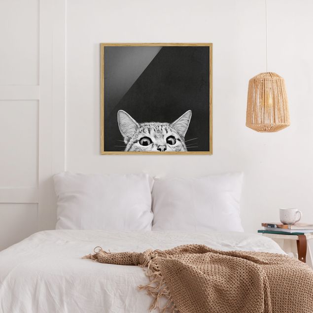 Cat wall art Illustration Cat Black And White Drawing