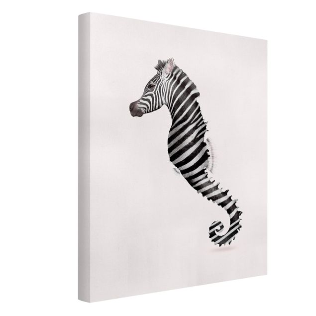 Zebra canvas Seahorse With Zebra Stripes