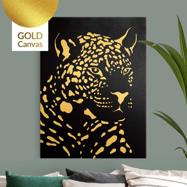 Contemporary art prints Safari Animals - Portrait Leopard Black
