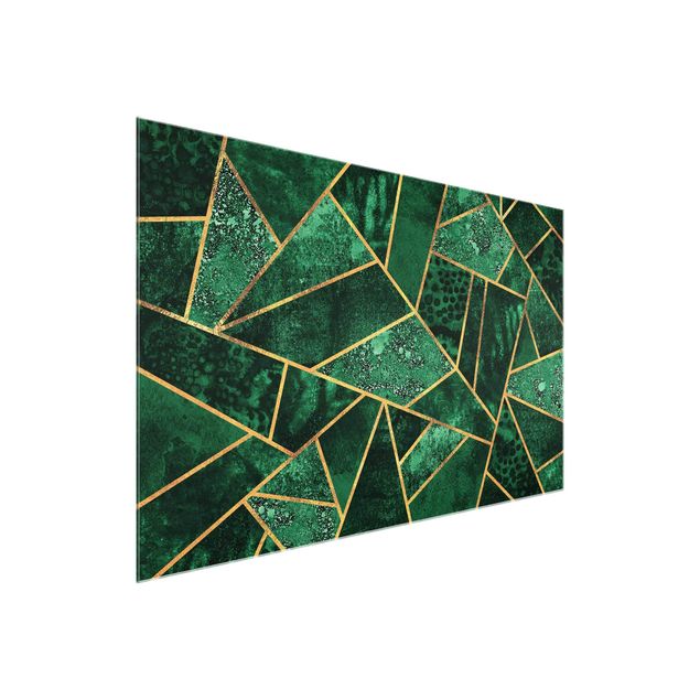 Abstract canvas wall art Dark Emerald With Gold