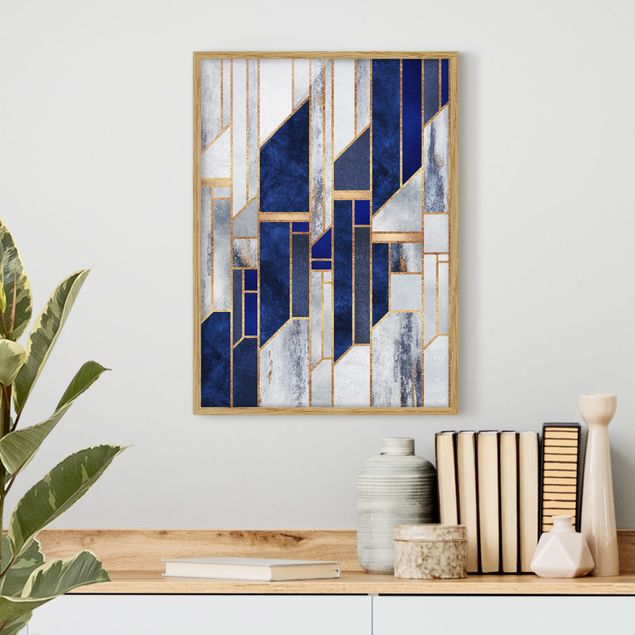 Abstract canvas wall art Geometric Shapes With Gold