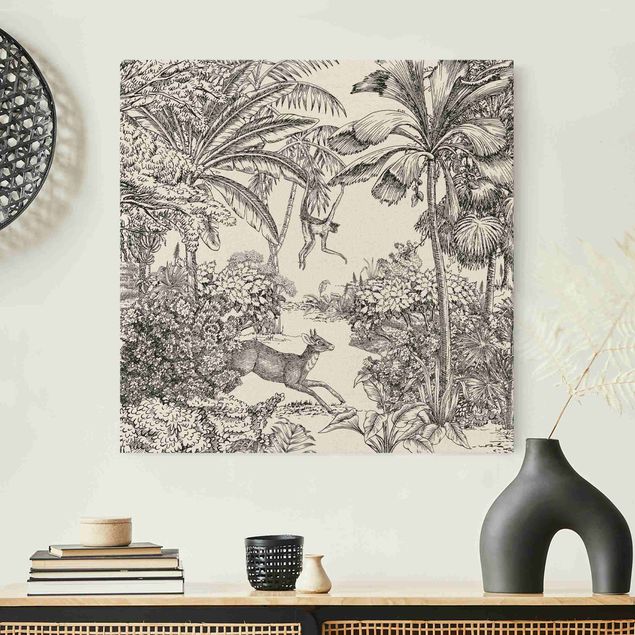 Canvas prints monkey Detailed Drawing Of Jungle