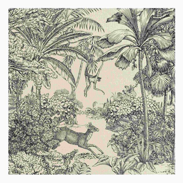 Animal canvas Detailed Drawing Of Jungle