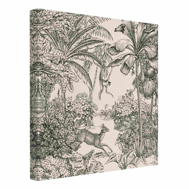 Floral canvas Detailed Drawing Of Jungle