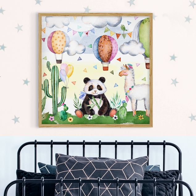 Nursery decoration Panda And Lama Watercolour