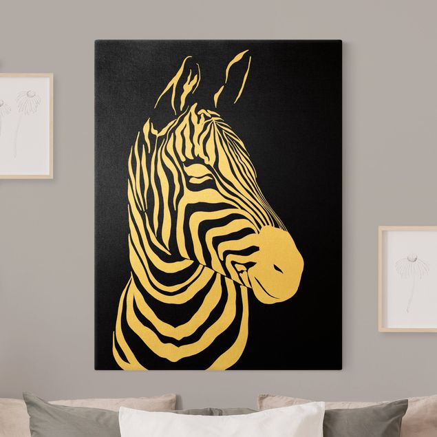 Prints modern Safari Animals - Portrait Zebra Black