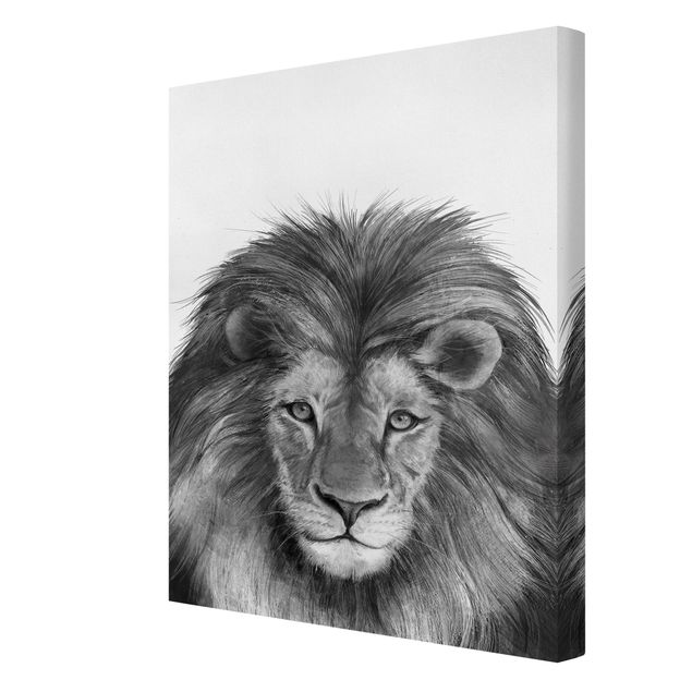 Canvas prints art print Illustration Lion Monochrome Painting