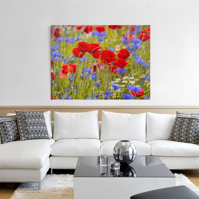 Poppy canvas wall art Summer Meadow With Poppies And Cornflowers
