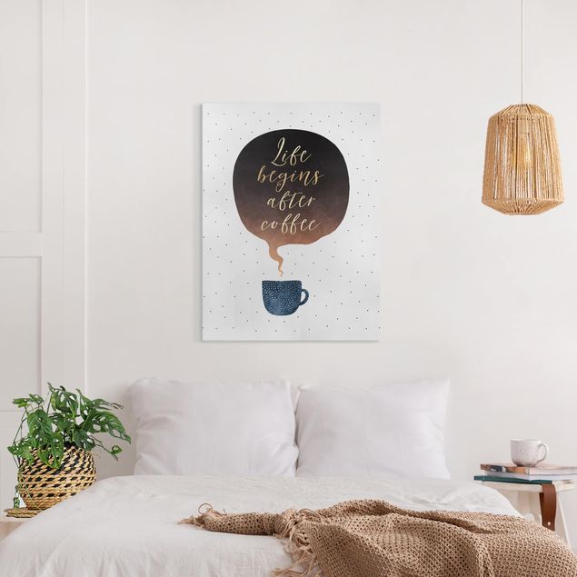 Canvas prints art print Life Begins After Coffee Dots