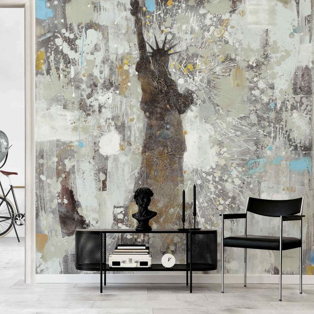 Modern wallpaper designs The Statue Of Liberty In Warm Colours