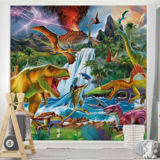 Kids room decor Dinosaurs In A Prehistoric Storm