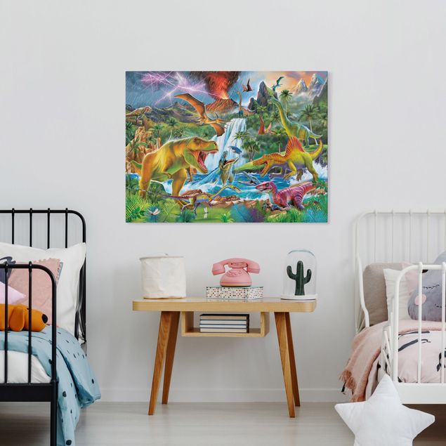 Contemporary art prints Dinosaurs In A Prehistoric Storm