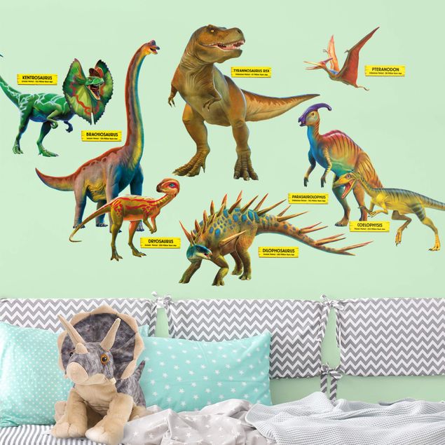Dino wall stickers Dinosaur set with name badges