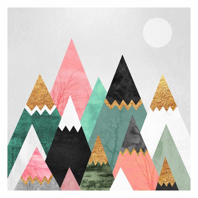 Elisabeth Fredriksson art Triangular Mountains With Gold Tips