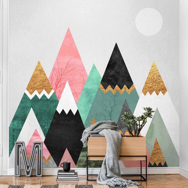 Contemporary wallpaper Triangular Mountains With Gold Tips