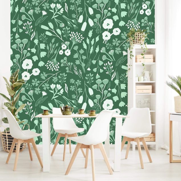 Wallpapers modern Fragrant Field Of Flowers In Green