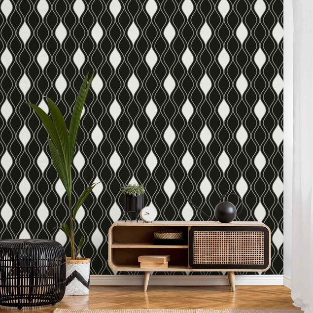 Wallpapers geometric Dark Retro Pattern With Glistening Drops