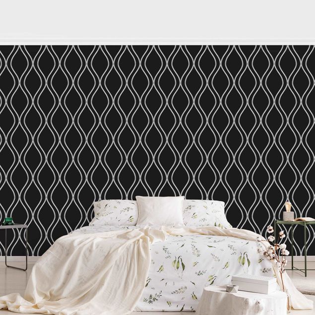 Vintage aesthetic wallpaper Dark Retro Pattern With Grey Waves