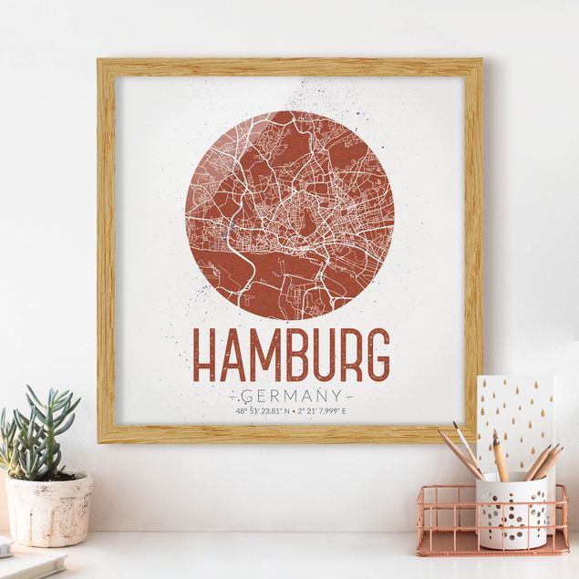 Kitchen Hamburg City Map - Retro