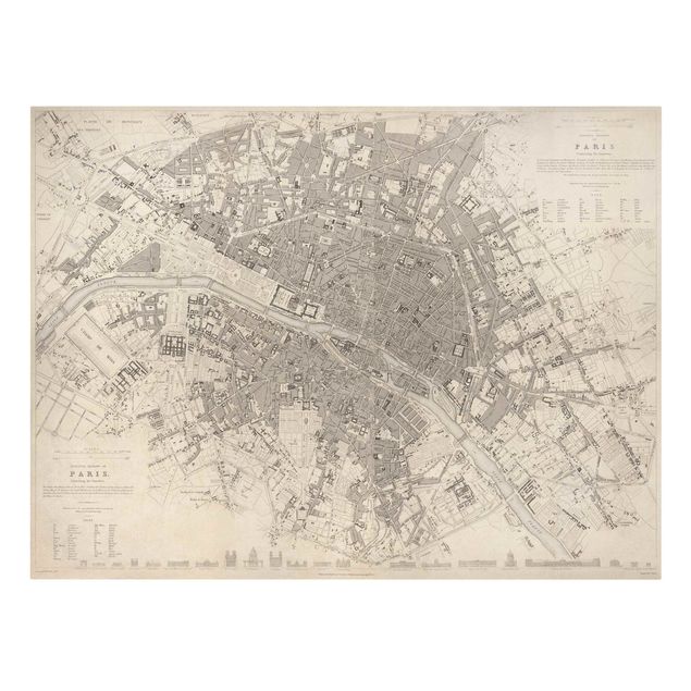 Framed world map Vintage Map Paris