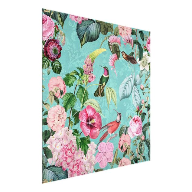 Prints floral Vintage Collage - Hummingbird In Pradise