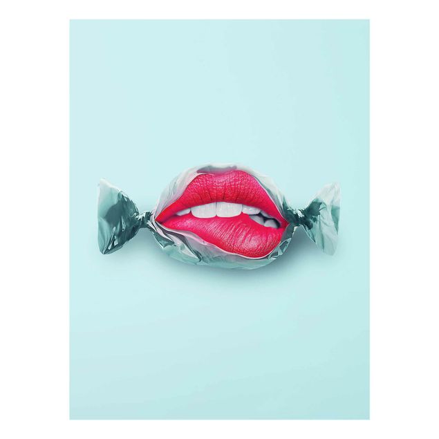 Wall art turquoise Candy With Lips